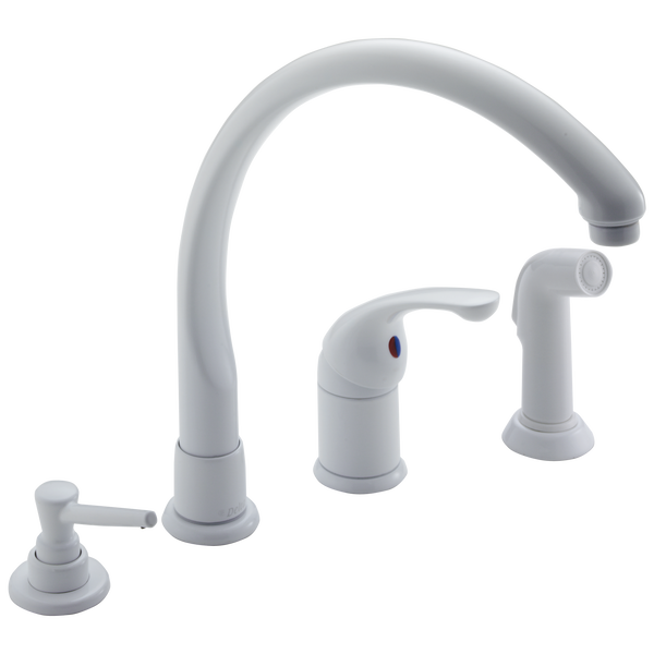 Single Handle Kitchen Faucet with Spray & Soap Dispenser in ...