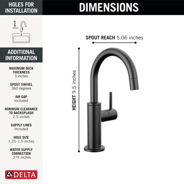 Contemporary Round Beverage Faucet in Matte Black 1930-BL-DST ...