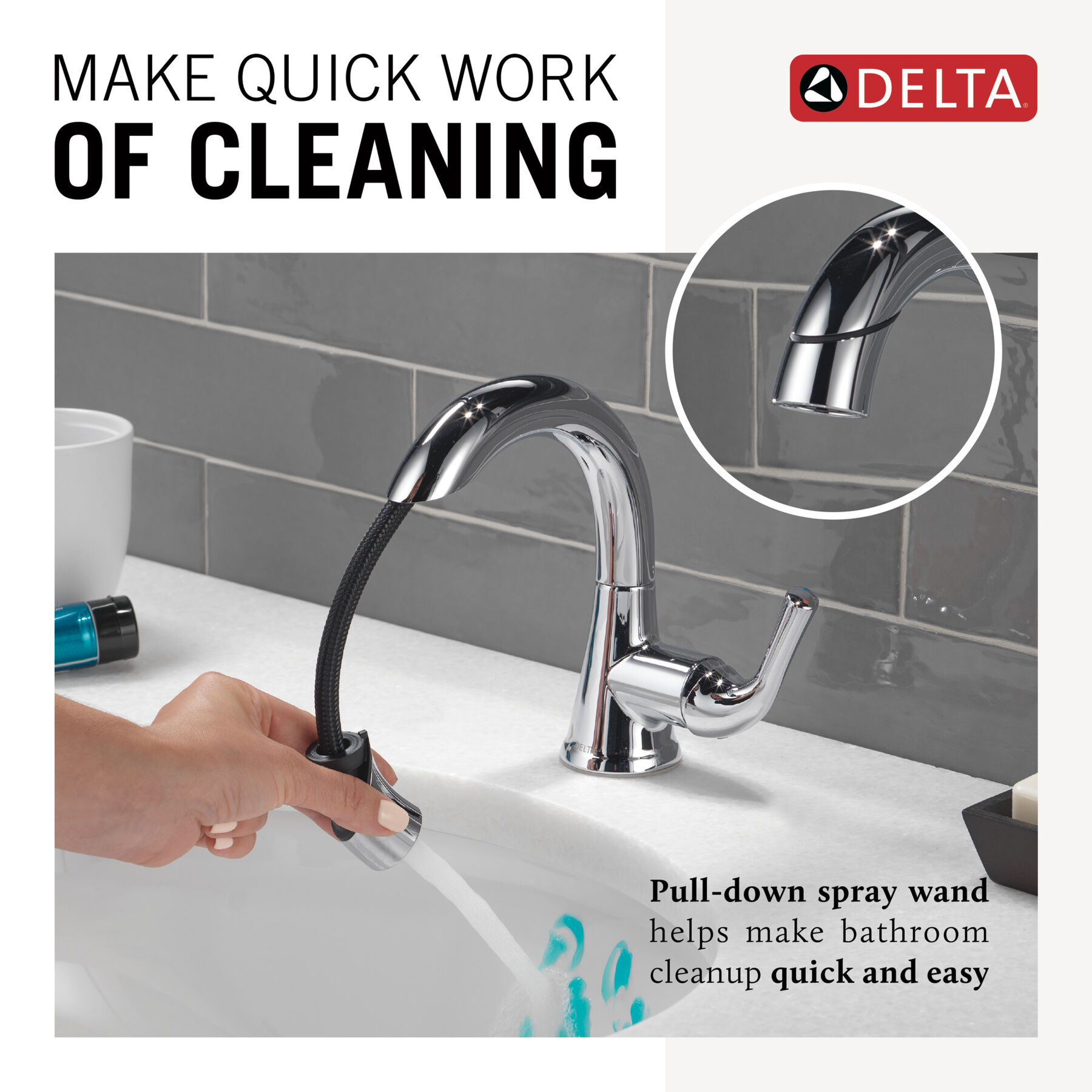 Single Handle Pull-Down Bathroom Faucet in Chrome 533LF-PDMPU | Delta ...