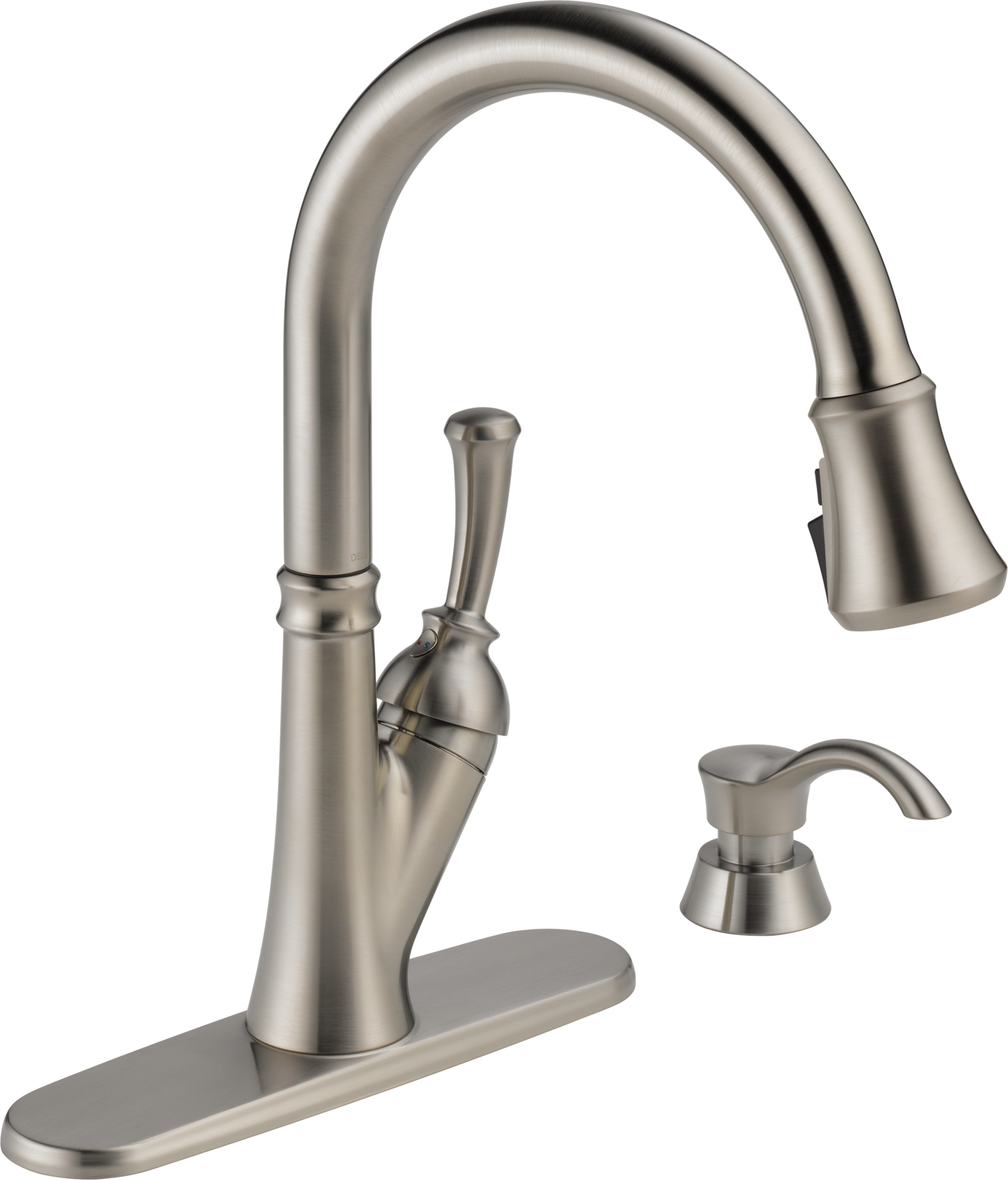Single Handle Pull-Down Kitchen Faucet with Soap Dispenser and