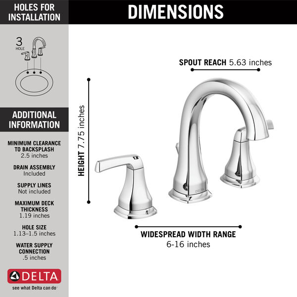 Two Handle Widespread Bathroom Faucet Recertified In Chrome lf R Delta Faucet