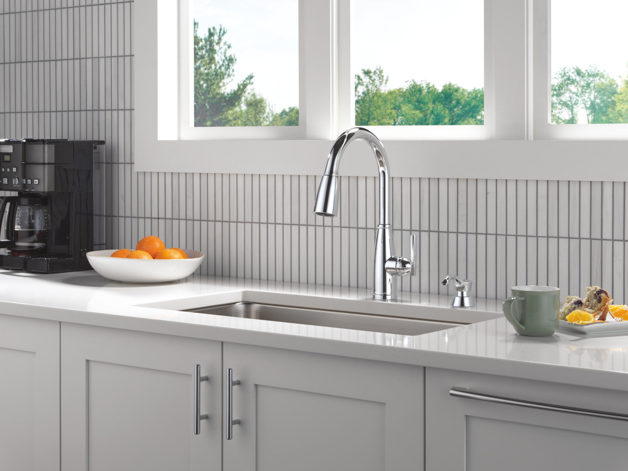Single Handle Pull-Down Kitchen Faucet with Soap Dispenser and