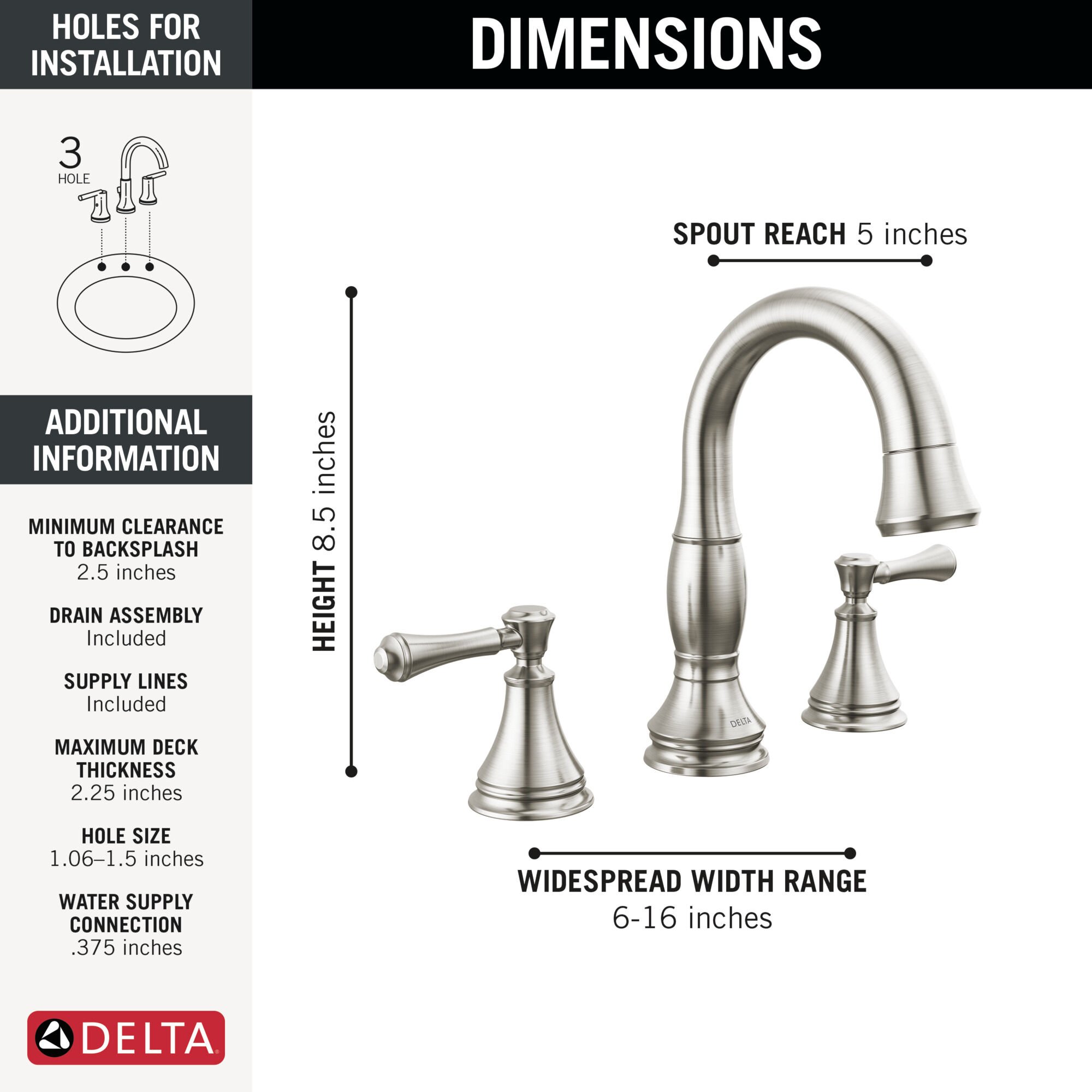 Two Handle Widespread Pull Down Bathroom Faucet in Stainless 3597