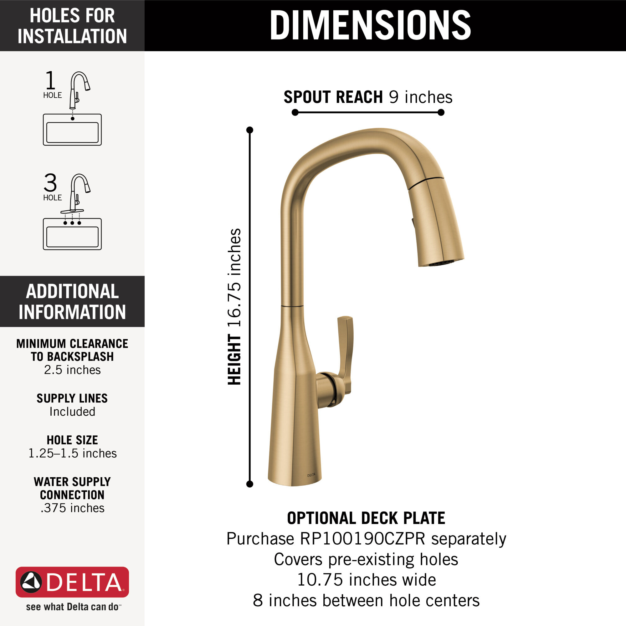 Single Handle Pull-Down Kitchen Faucet in Lumicoat® Champagne