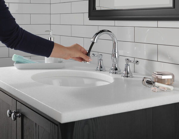 Two Handle Widespread Pull Down Bathroom Faucet, image 3
