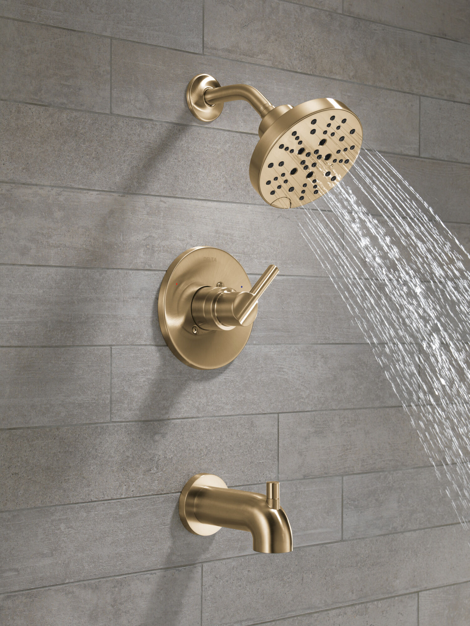 Tub/Shower Rough & Trim 1L 14S (Recertified) in Champagne Bronze