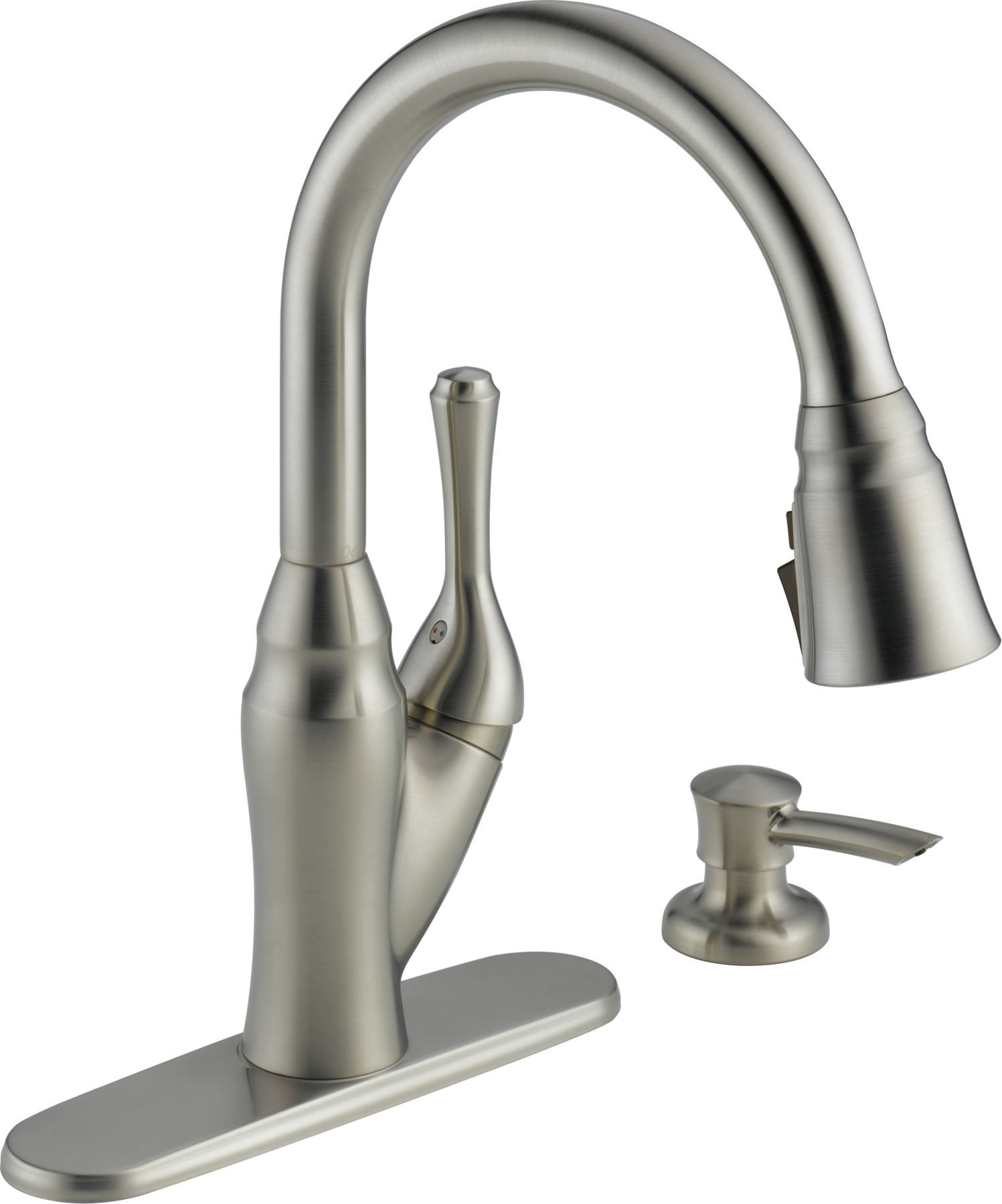 Single Handle Pull-Down Kitchen Faucet with Soap Dispenser and