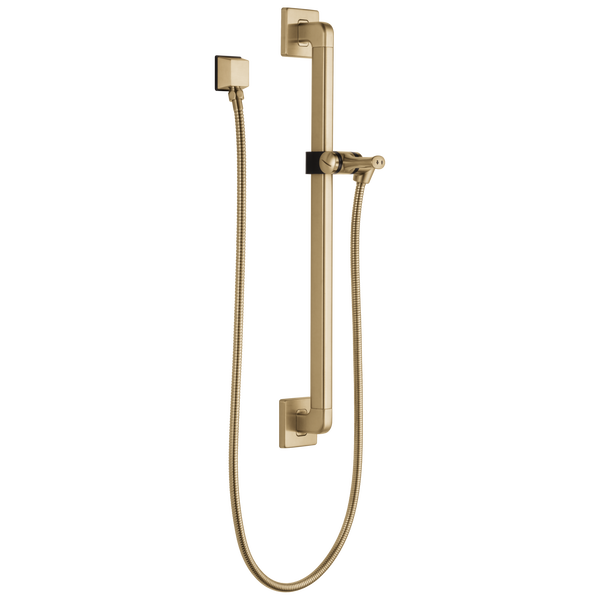 Adjustable Slide Bar / Grab Bar Assembly with Elbow in Champagne