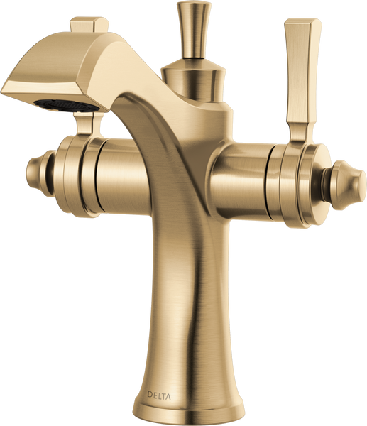 Two Handle Single Hole Monoblock Bathroom Faucet in Champagne
