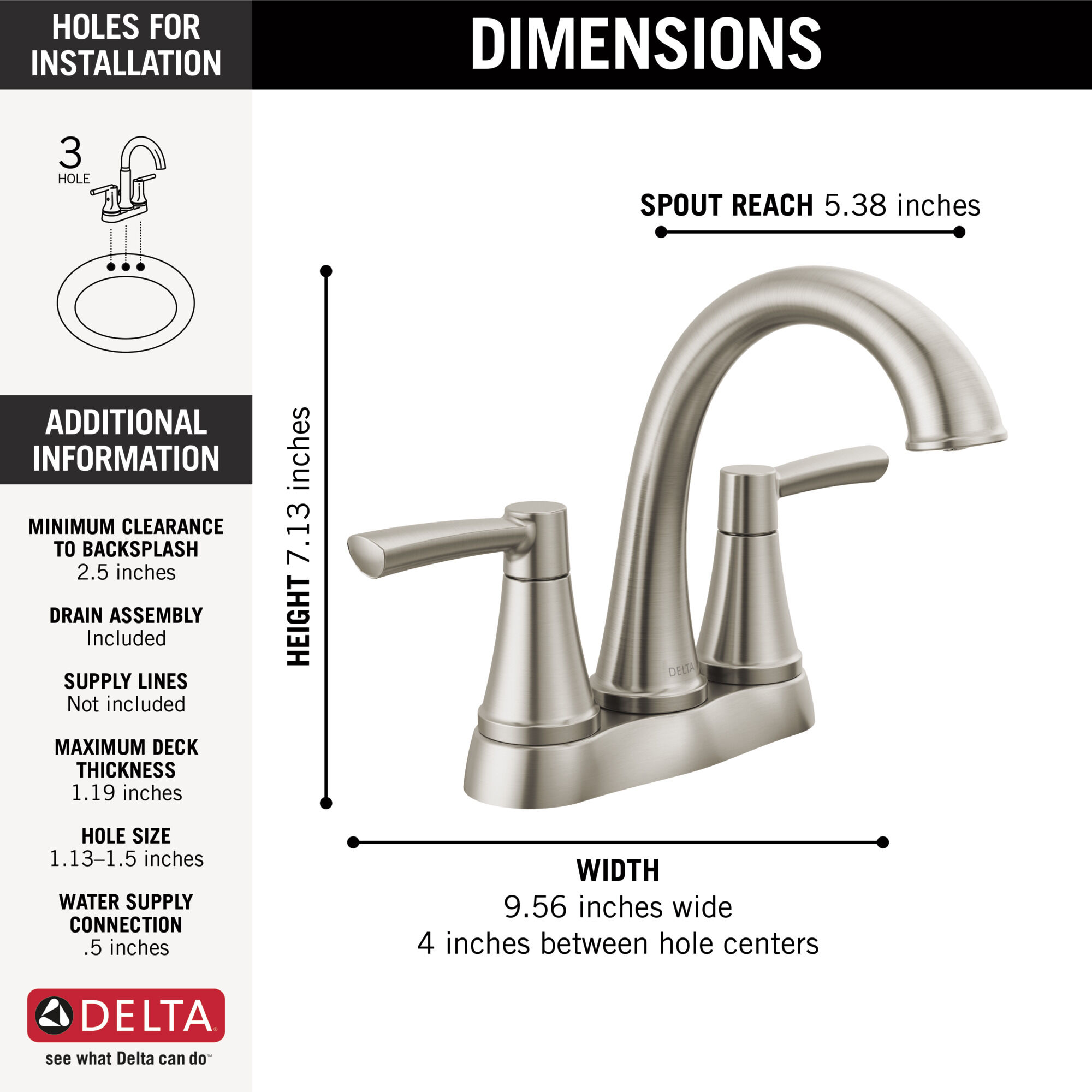 Two Handle Centerset Bathroom Faucet in Spotshield Brushed Nickel
