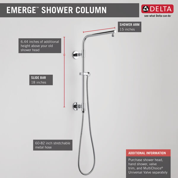 Shower Column 18 Round 58810 Delta, 18 Shower Arm