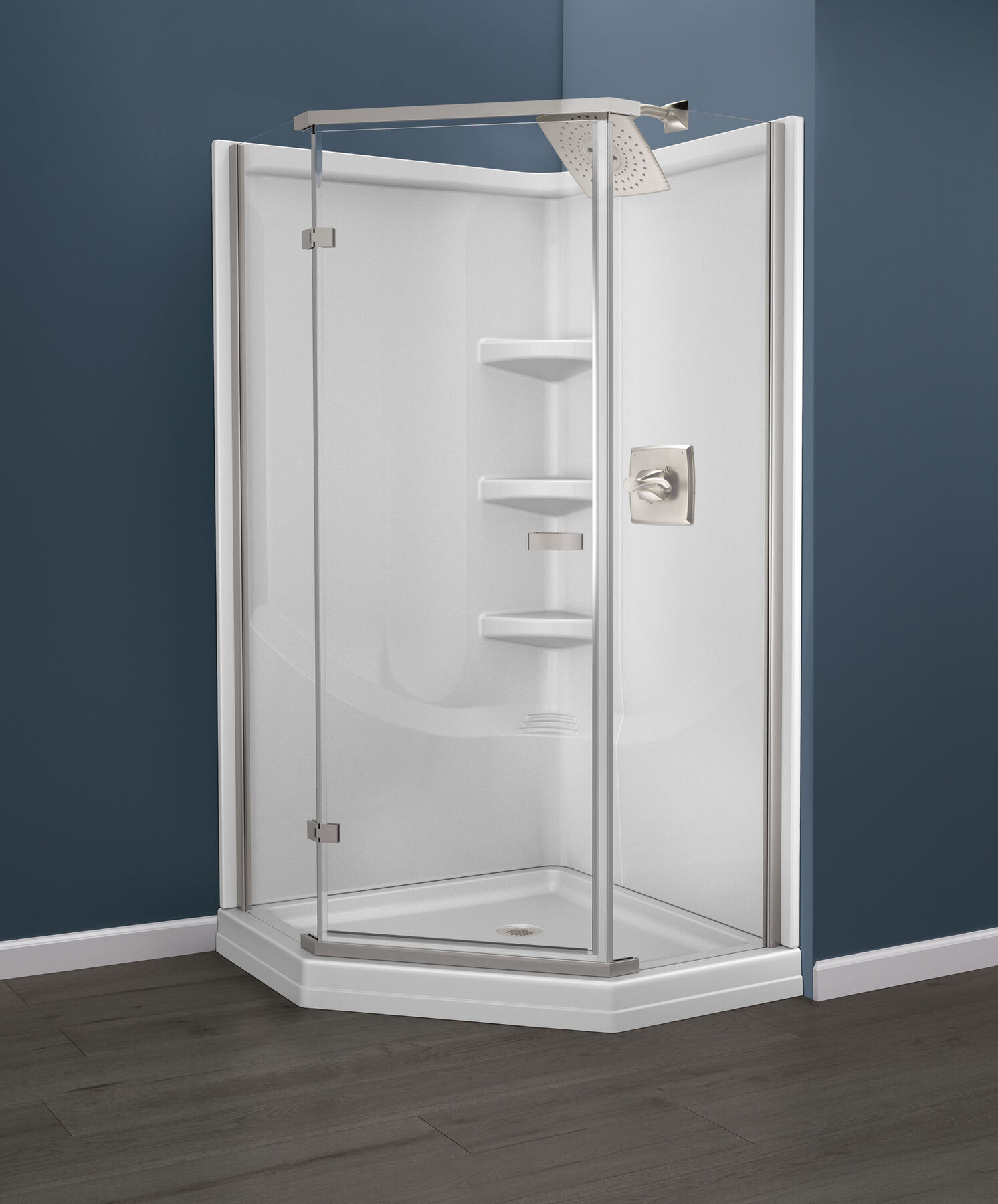 38'' DirecttoStud Corner Shower Wall Set in High Gloss White B67916