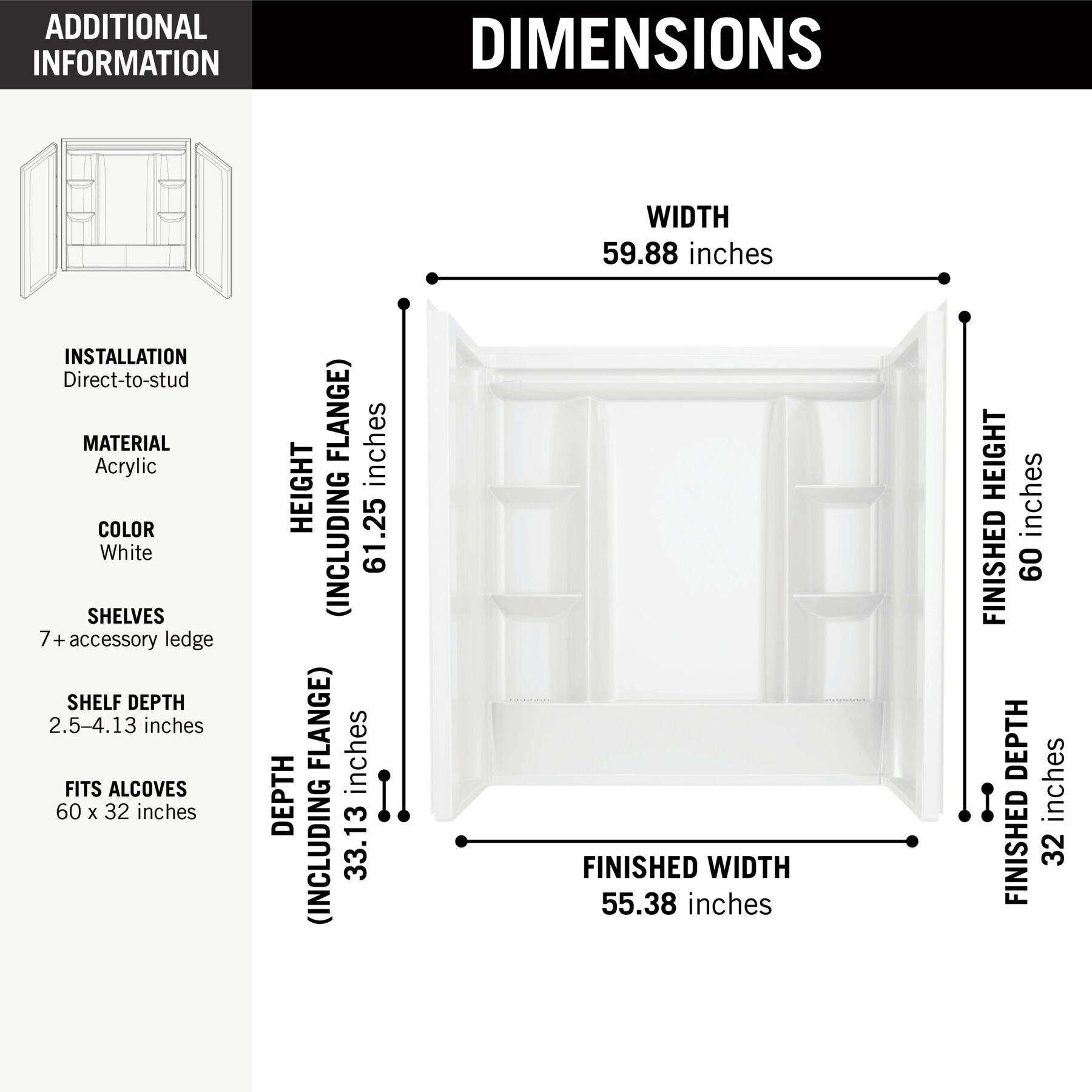 EverEdge Bathtub Wall 60"x32", image 13