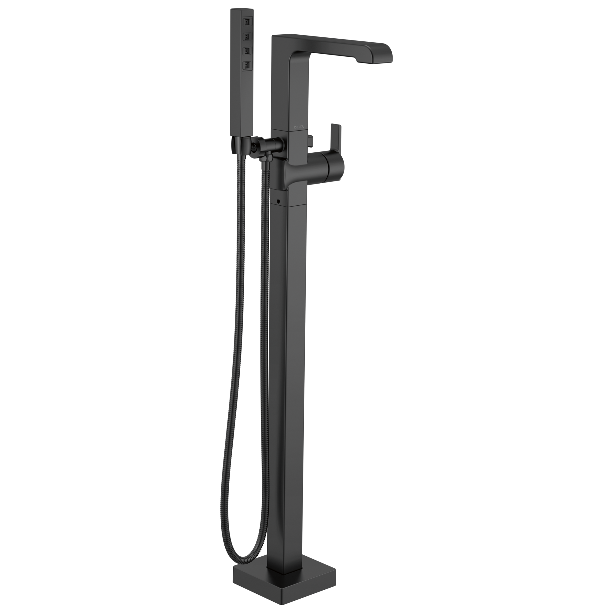 Delta Faucet Ara Single Handle Floor Mount Tub Filler Trim with Hand Shower - Matte Black