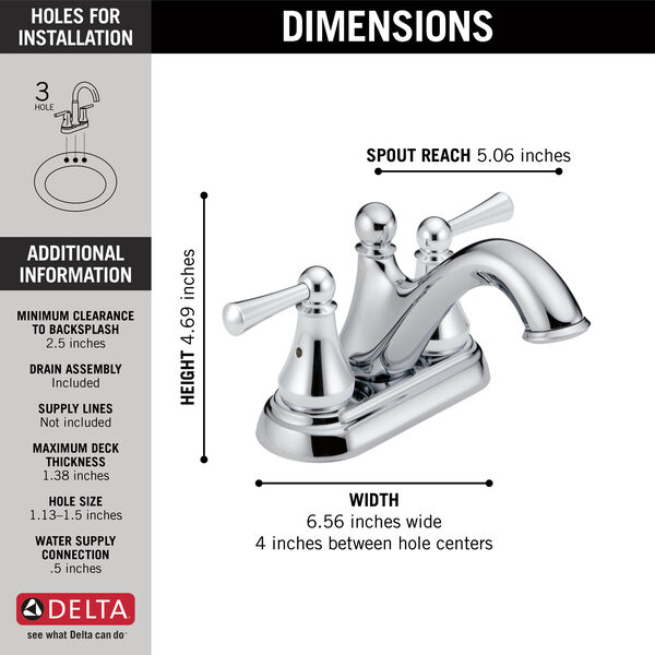 Two Handle Centerset Bathroom Faucet In Chrome 25999lf Delta - Delta Two Handle Bathroom Faucet Installation