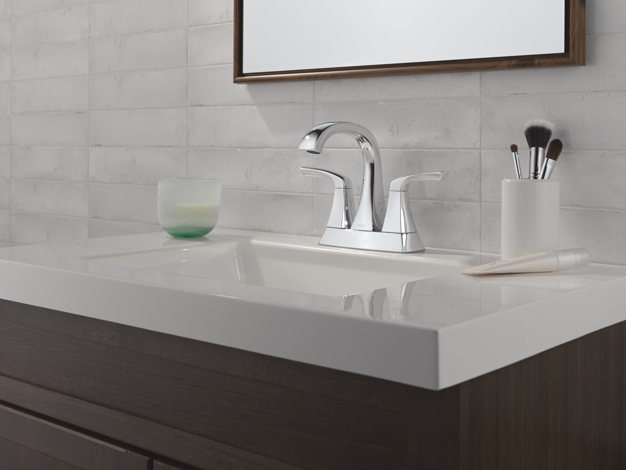 Two Handle Centerset Bathroom Faucet in Chrome 25895LF | Delta Faucet