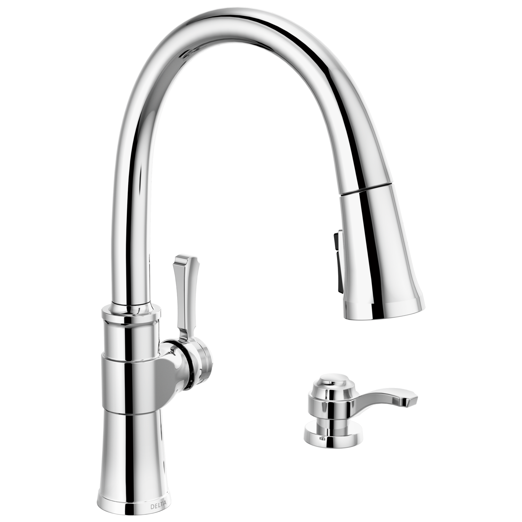 Single Handle Pull-Down Kitchen Faucet with Soap Dispenser and