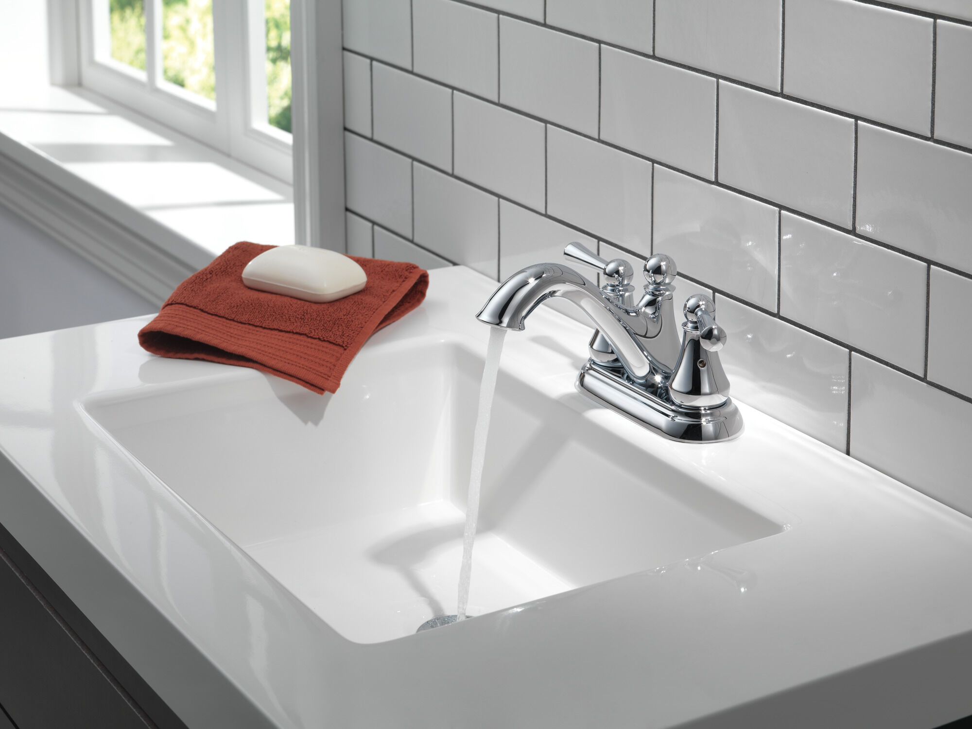 Two Handle Centerset Bathroom Faucet in Chrome 25999LF | Delta Faucet