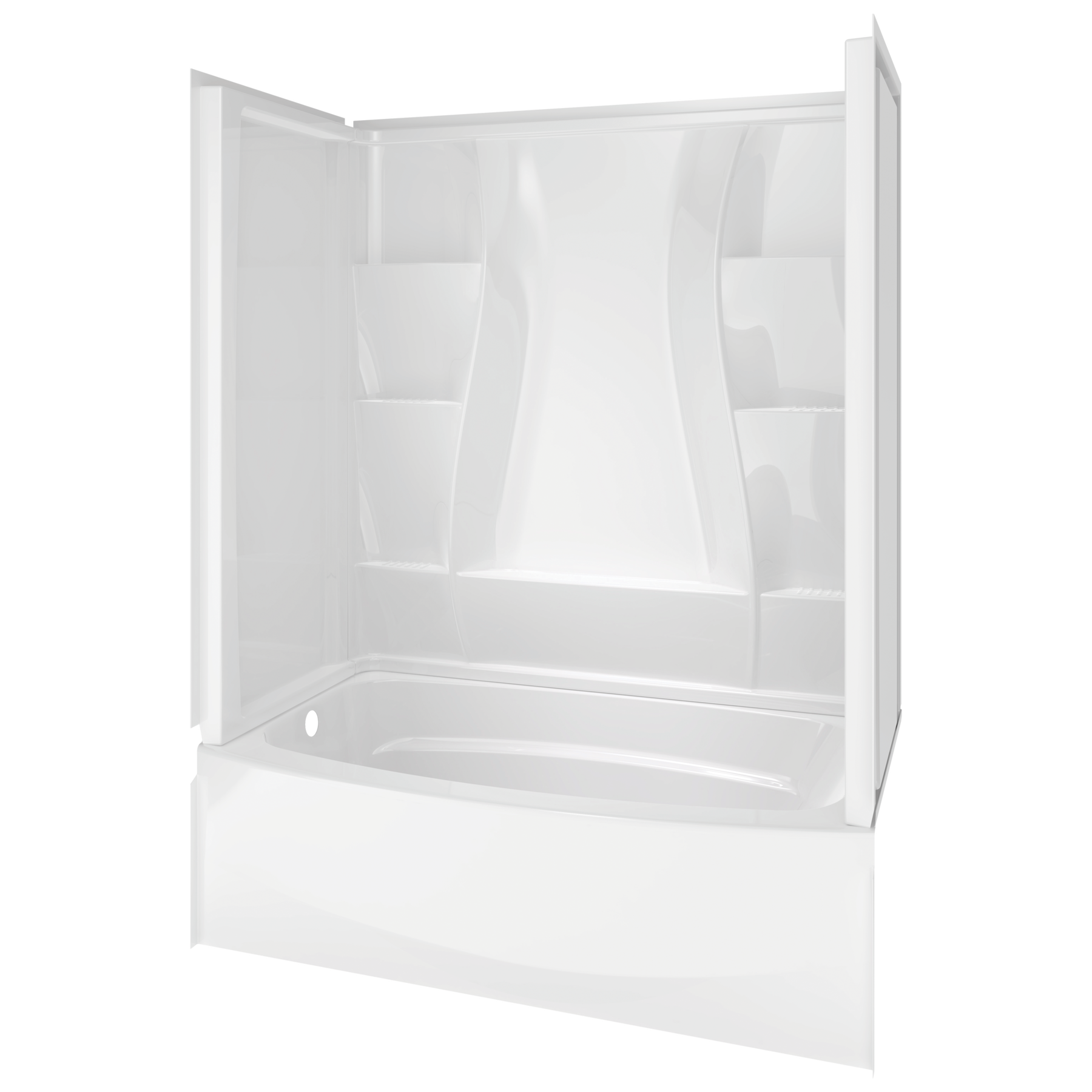 60" x 30" Curved Bathtub Left Drain in High Gloss White 40114L