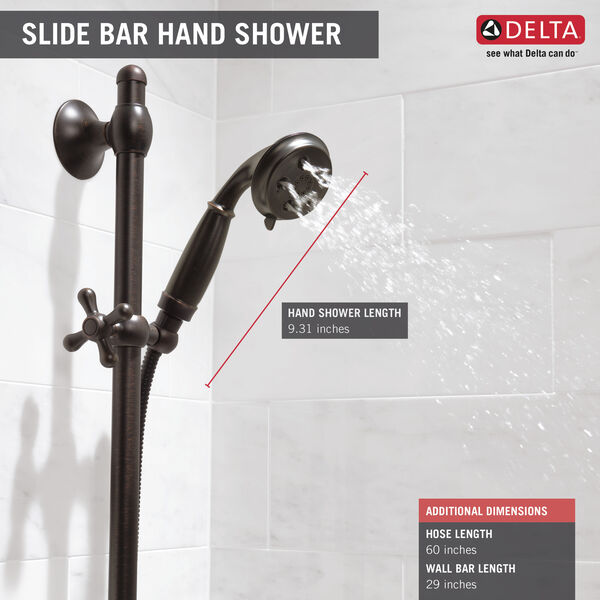 H2Okinetic® 3-Setting Slide Bar Hand Shower in Venetian Bronze 51308-RB ...