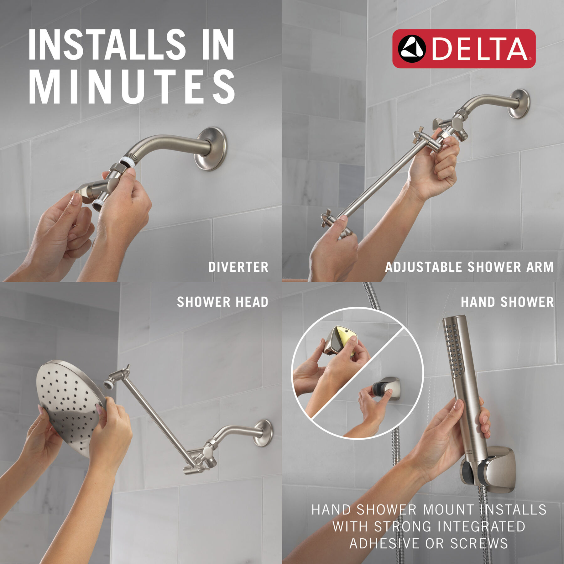 Adjustable Raincan Shower Head with Hand Shower