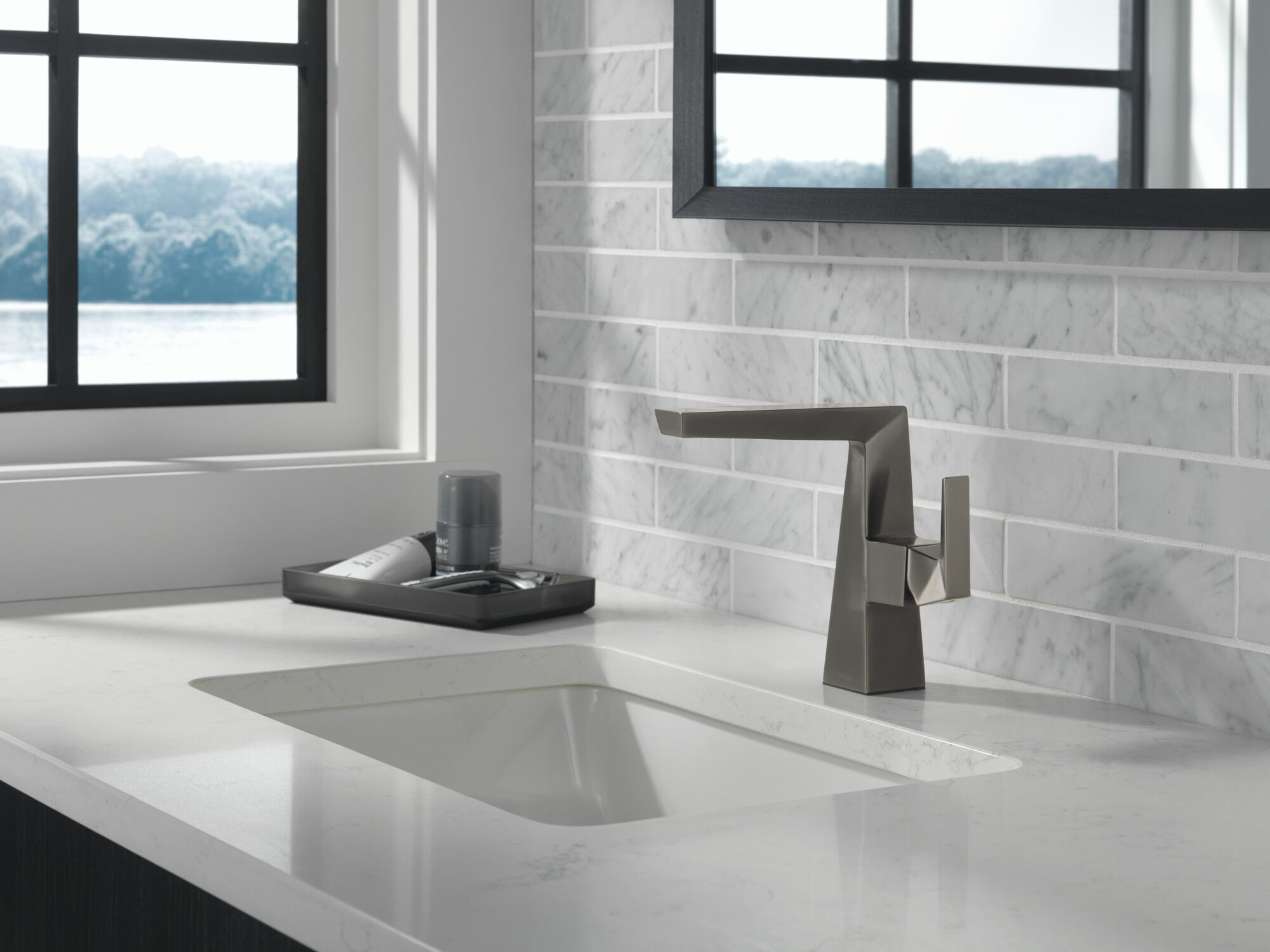 Single Handle Mid-Height Bathroom Faucet in Lumicoat® Black