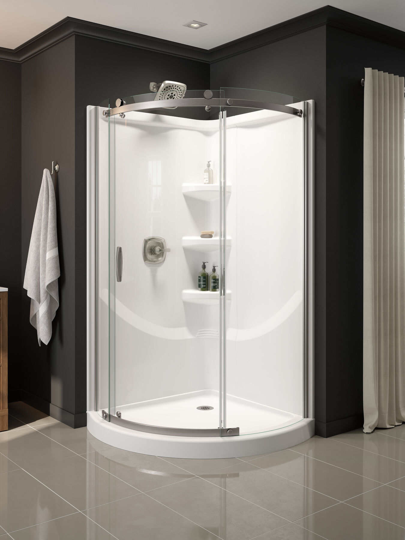 Round Corner Shower Enclosure in Stainless B911917-3838-SS