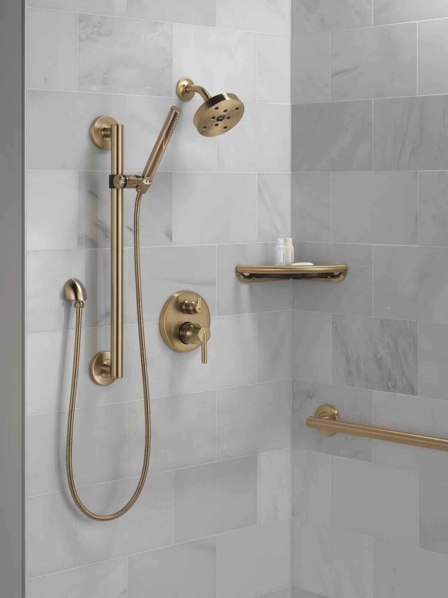 H2Okinetic® Single-Setting Raincan Shower Head in Champagne Bronze