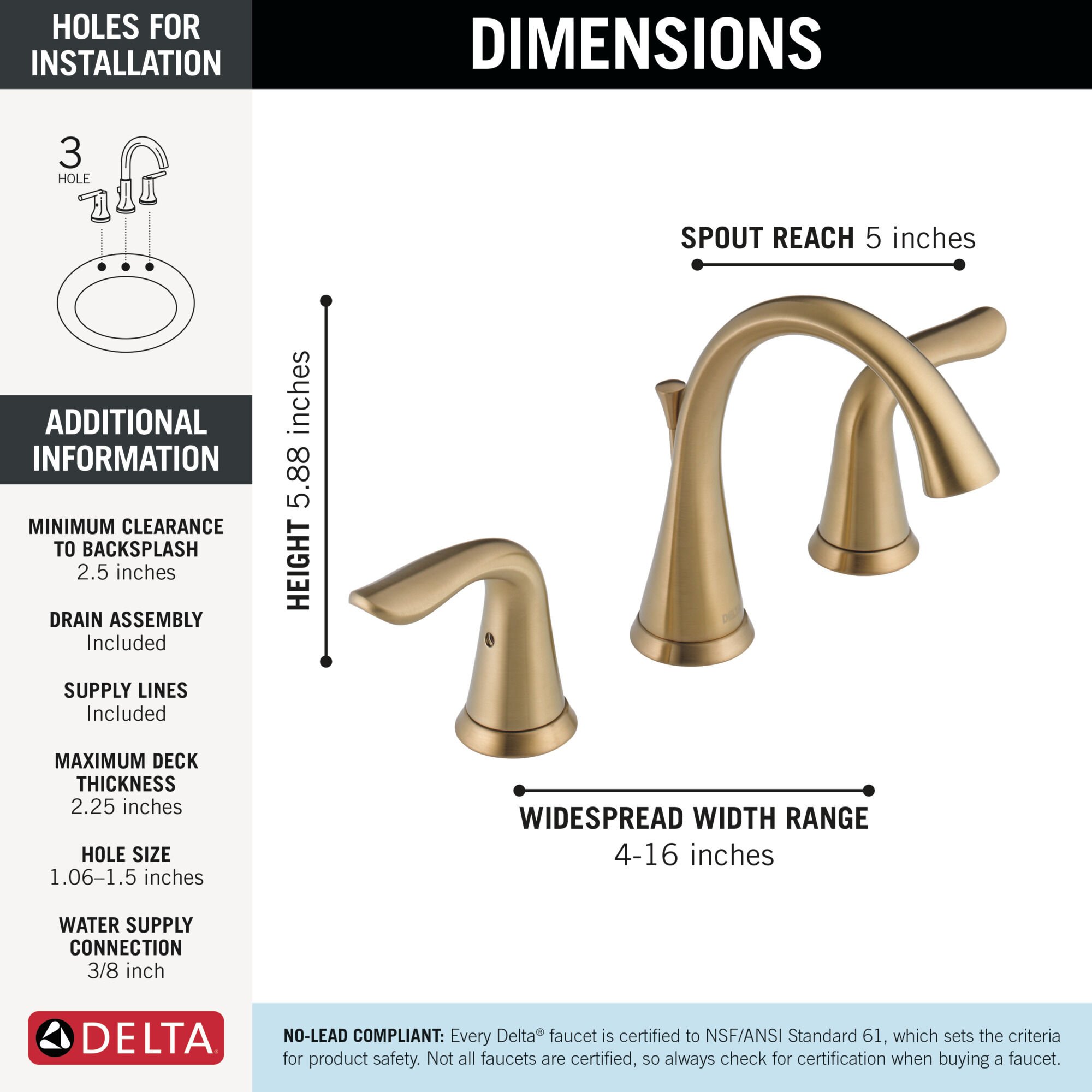 Two Handle Widespread Bathroom Faucet in Champagne Bronze 3538