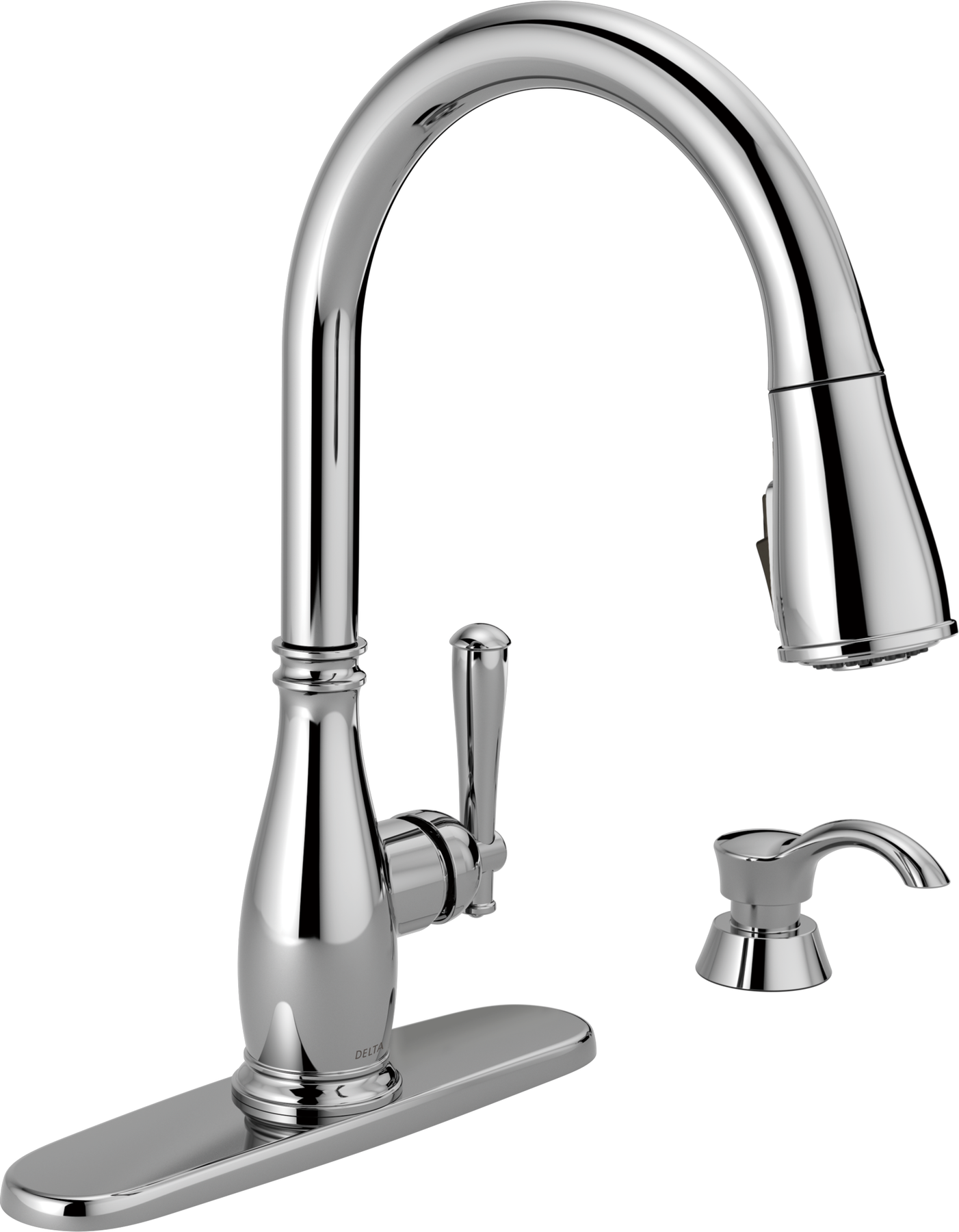 Single Handle Pull-Down Kitchen Faucet with Soap Dispenser and