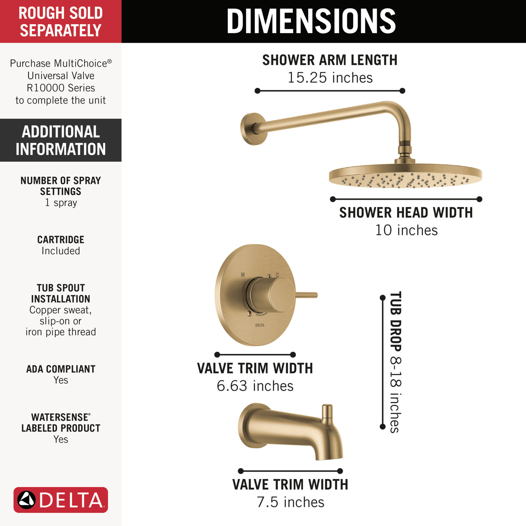 Monitor 14 Series Tub & Shower Trim in Champagne Bronze T14469-CZ 