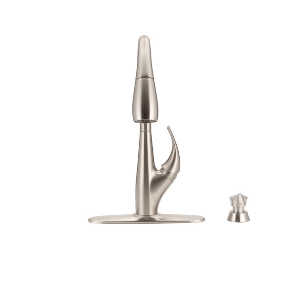 Single Handle PullDown Kitchen Faucet with Soap Dispenser and