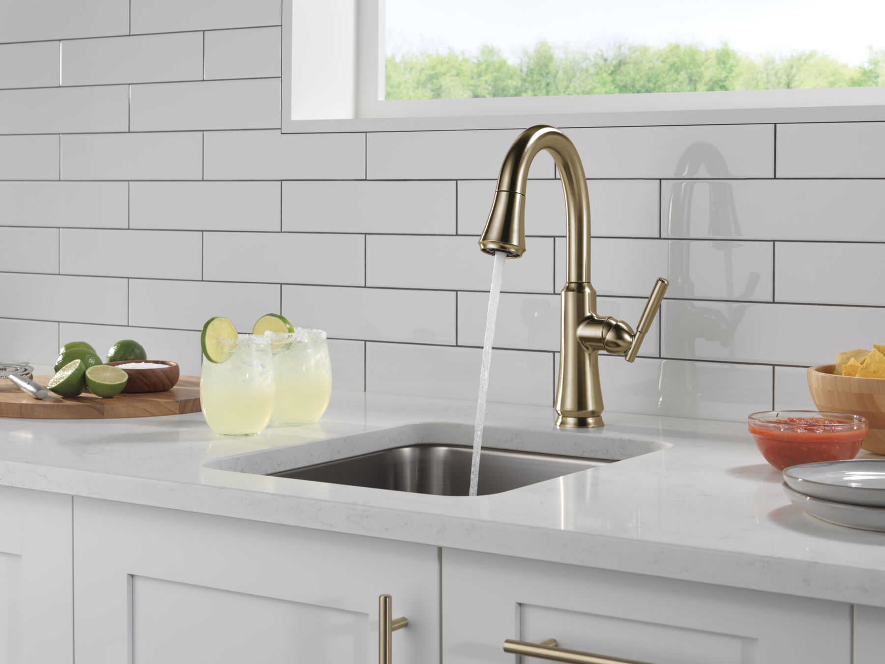 Single Handle Pull Down Bar/Prep Faucet in Champagne Bronze 9979 