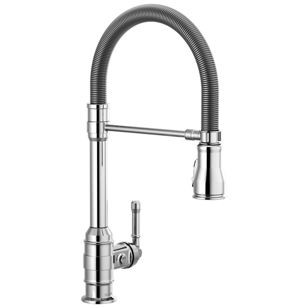 Single Handle Pull-Down Kitchen Faucet With Spring Spout in Chrome