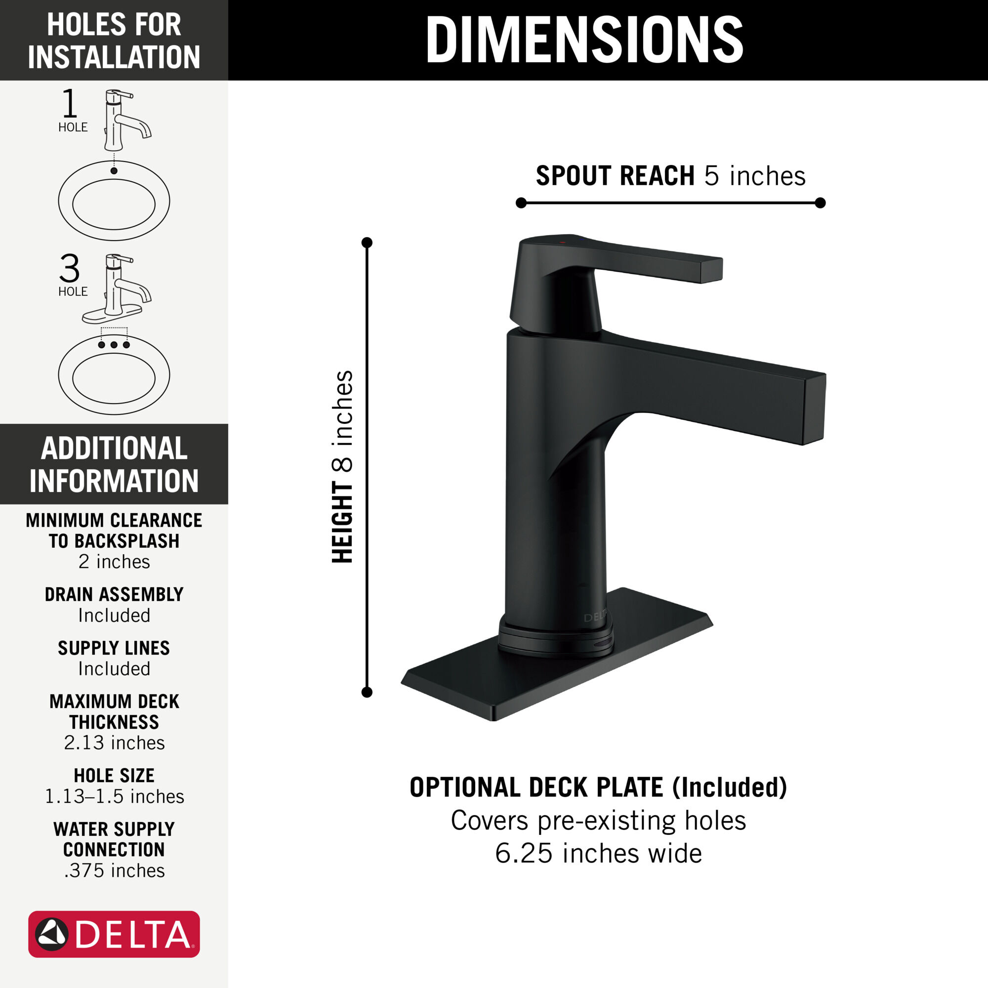 Touch2O® Bathroom Faucet with Touchless Technology in Matte Black