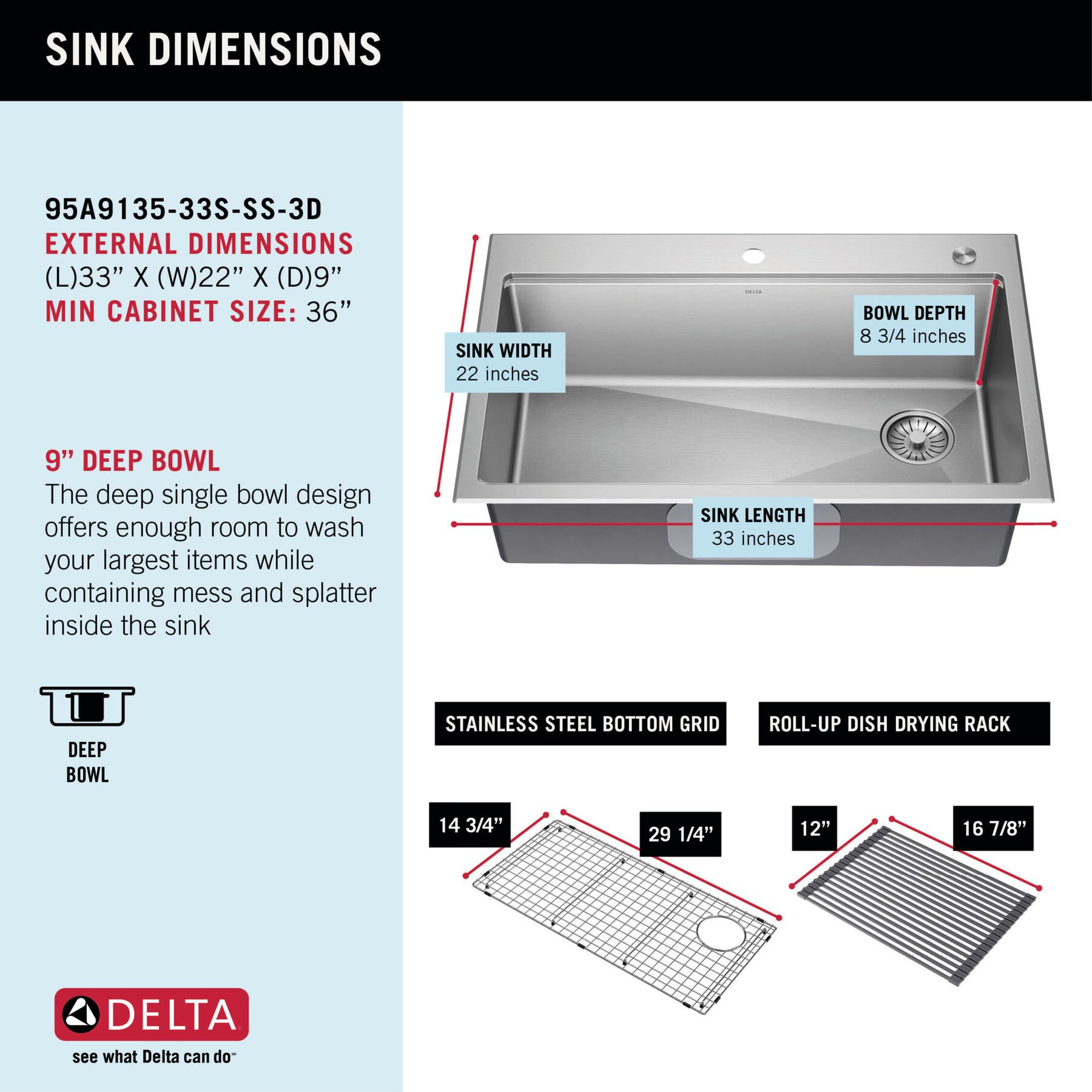 33&rdquo; Stainless Steel Workstation Kitchen Sink Drop-In Undermount Single Bowl with WorkFlow&trade; Ledge and Accessories