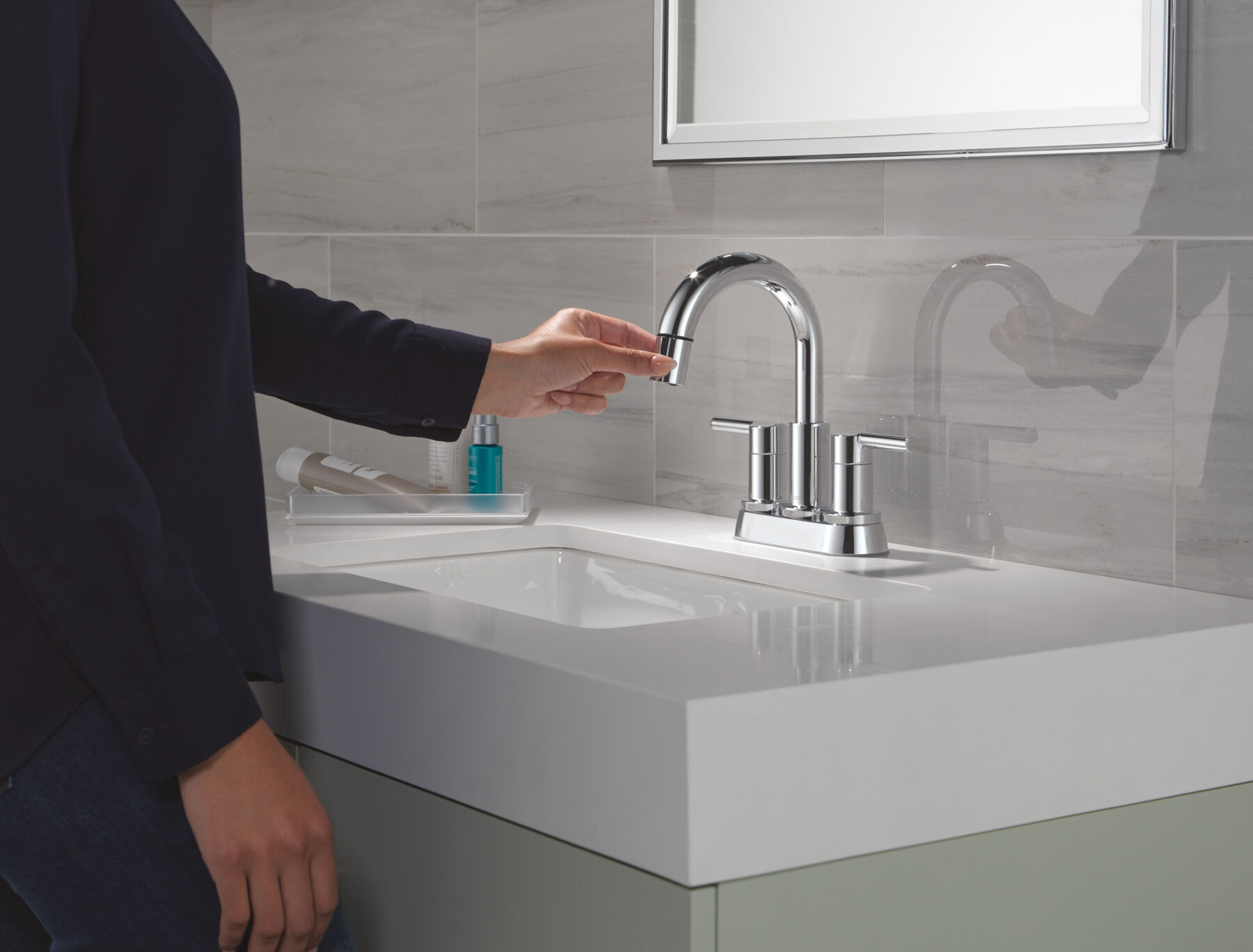 Two Handle Centerset Pull-Down Bathroom Faucet, image 5