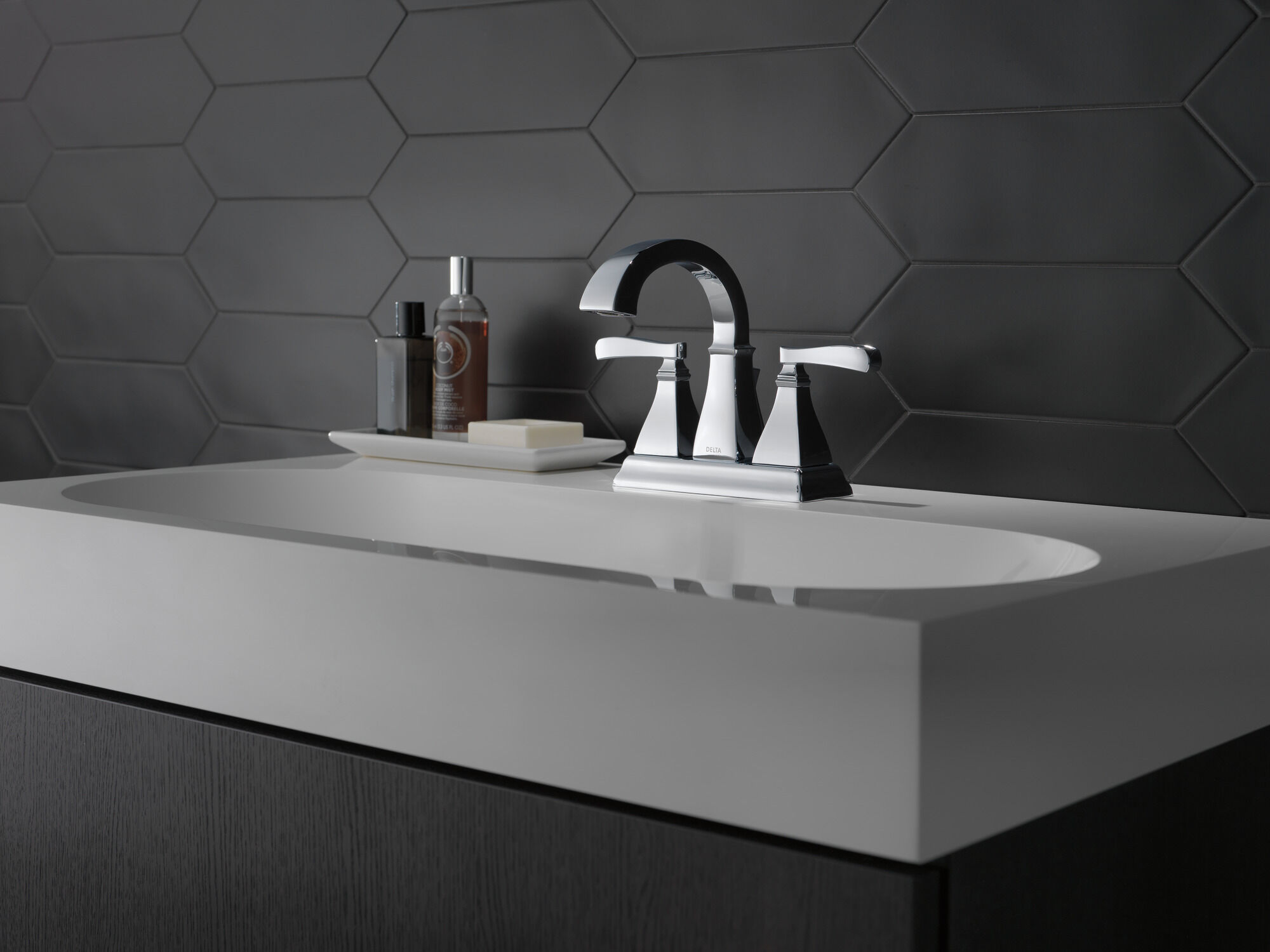 Two Handle Centerset Bathroom Faucet in Chrome 25718LF | Delta Faucet