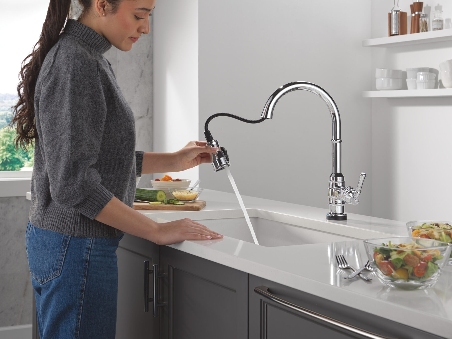 Touch2O® Technology Kitchen Faucet with Touchless Technology in Chrome — thumbnail 3