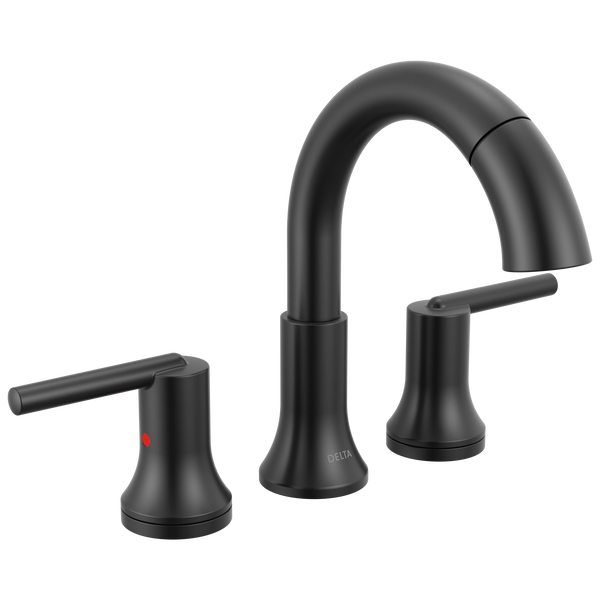 Two Handle Widespread Pull Down Bathroom Faucet in Matte Black 3559