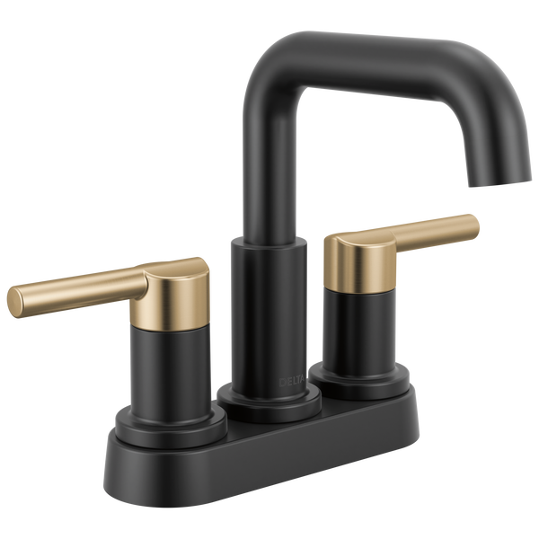 Two Handle Centerset Bathroom Faucet in Matte Black / Champagne