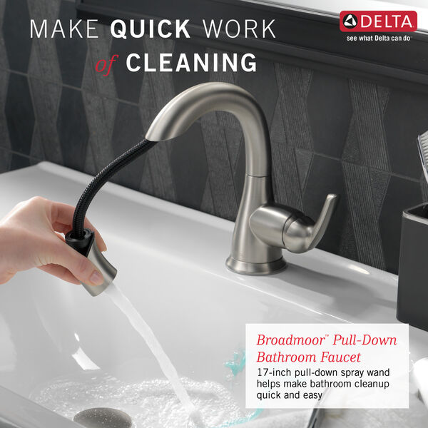 Delta Faucet, Pull Down Bathroom Faucet Brushed Nickel
