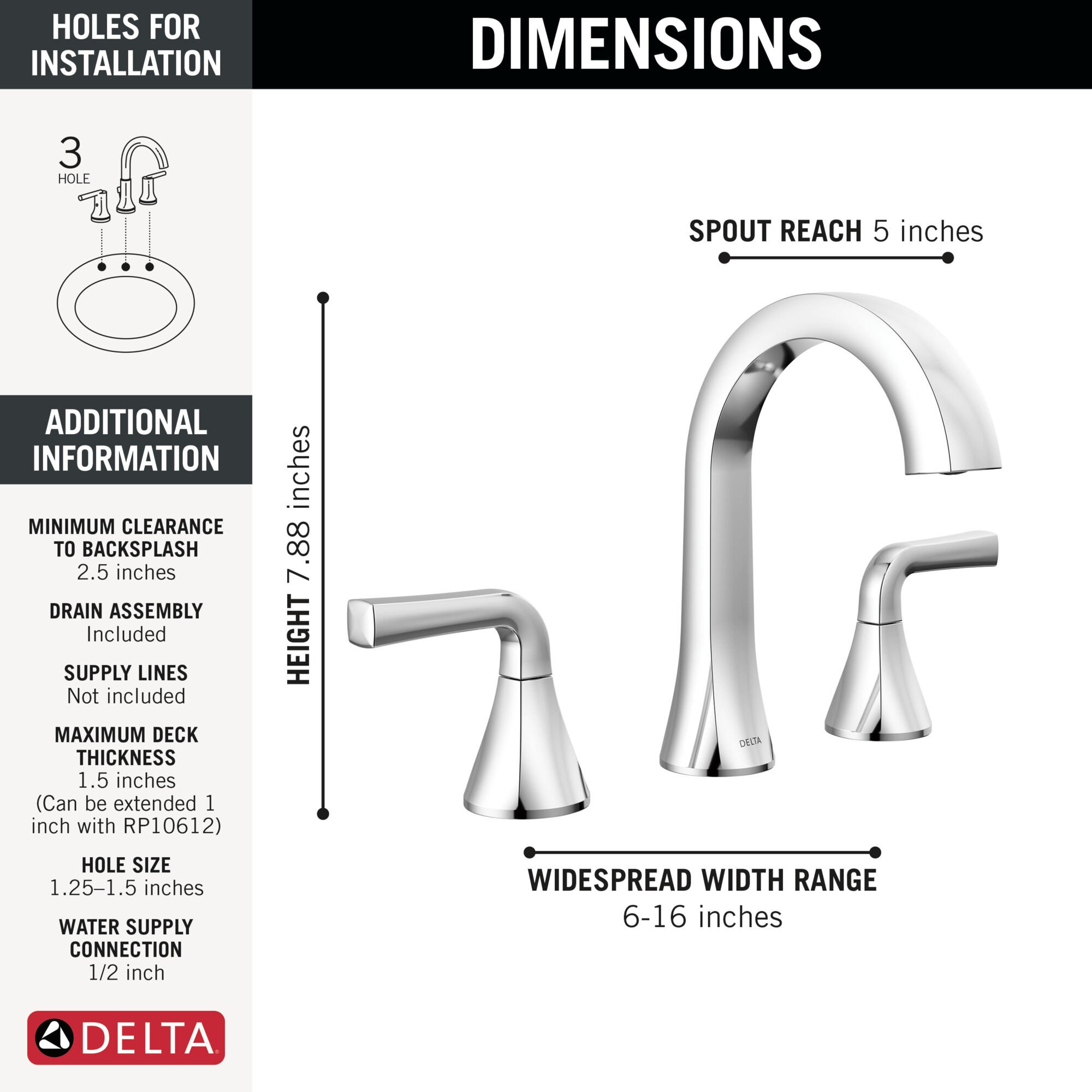 Two Handle Widespread Bathroom Faucet in Chrome 35828LF | Delta Faucet