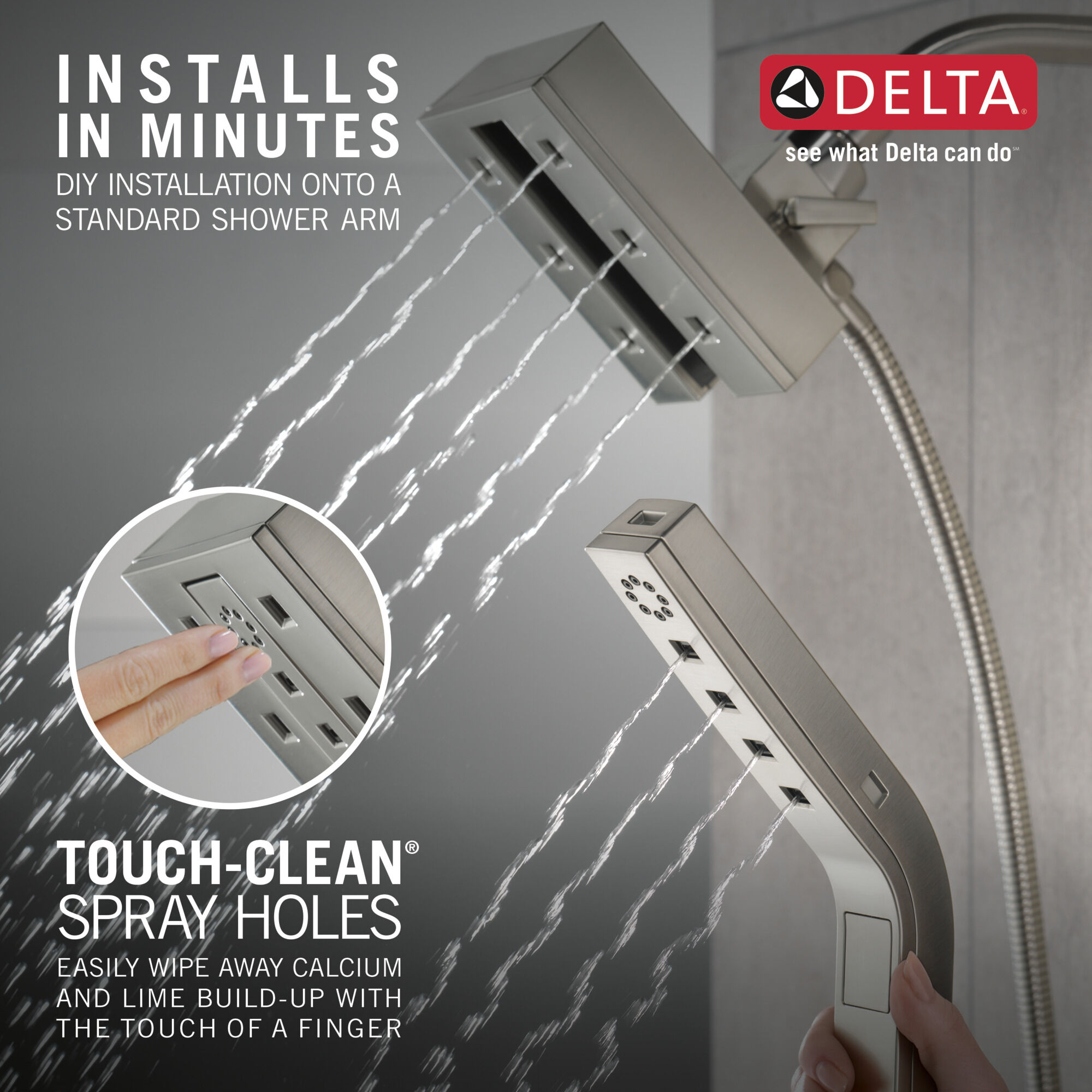 H2Okinetic® In2ition® 4-Setting Two-in-One Shower in Lumicoat