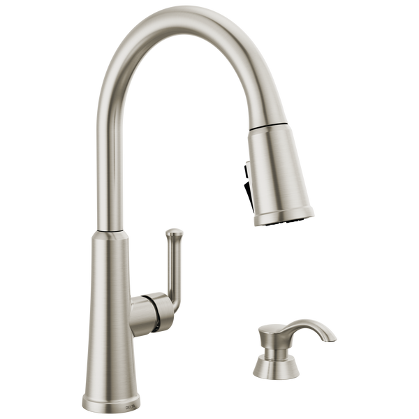 Single Handle Pull-Down Kitchen Faucet with Soap Dispenser and