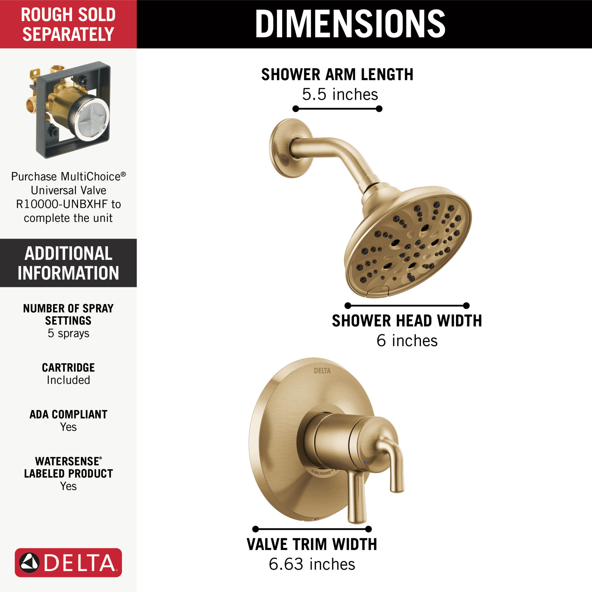 Monitor 17 Series Shower Trim in Champagne Bronze T17233-CZ