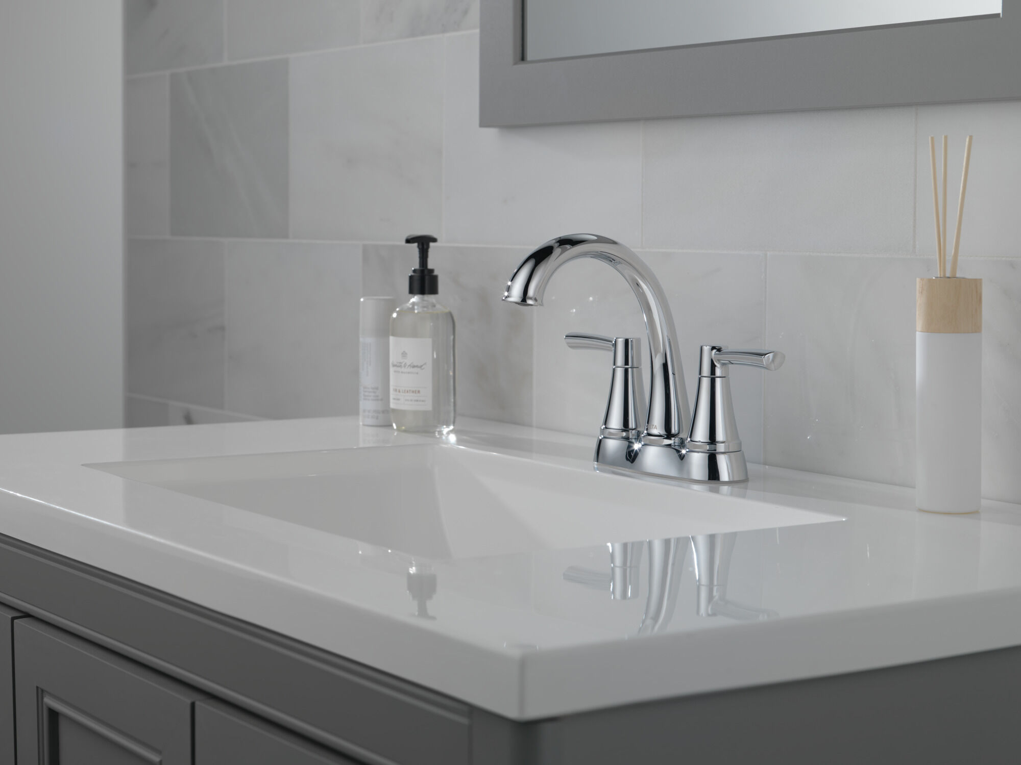 Two Handle Centerset Bathroom Faucet in Chrome 25862LF | Delta Faucet