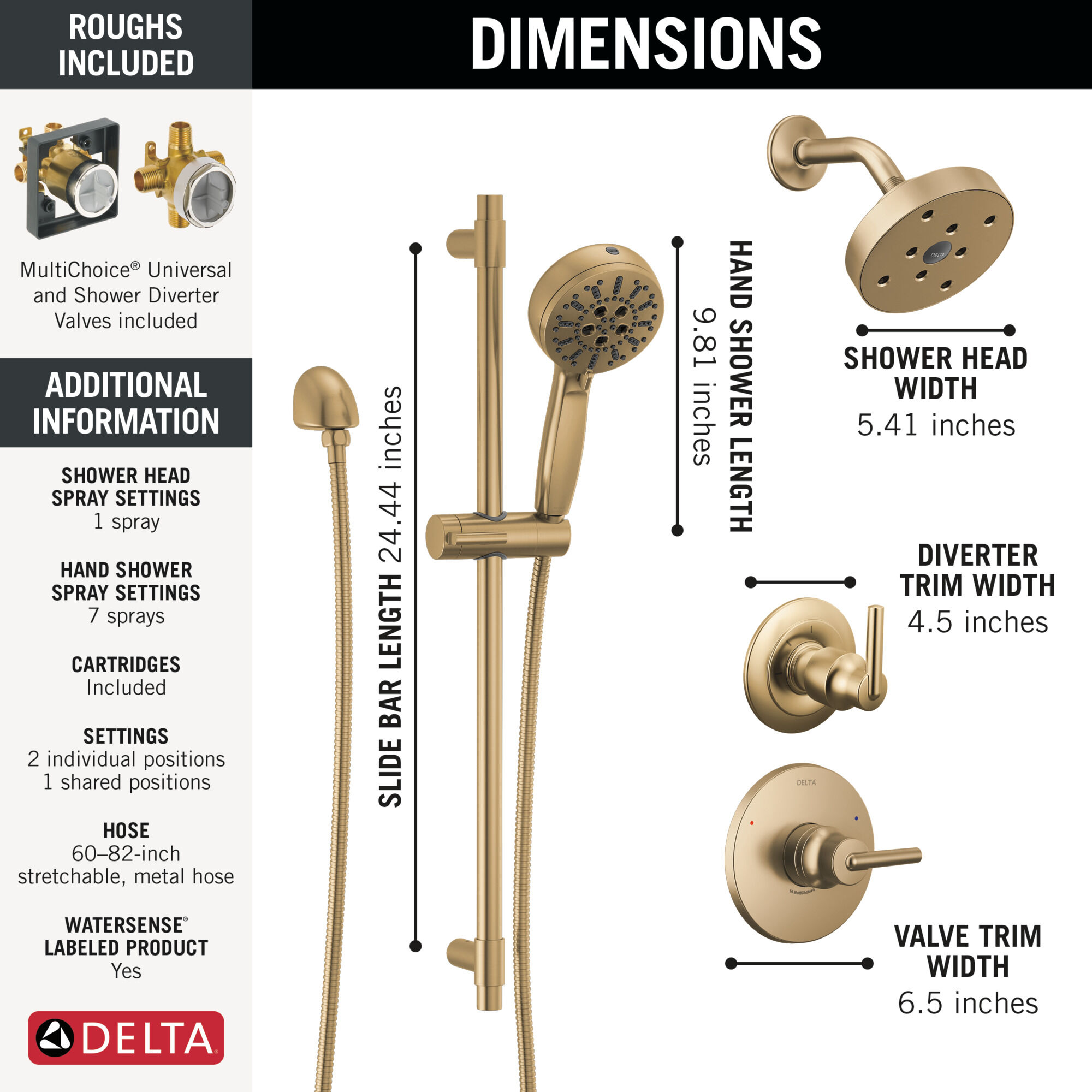 3-Function Custom Shower Bundle with ProClean Hand Shower in