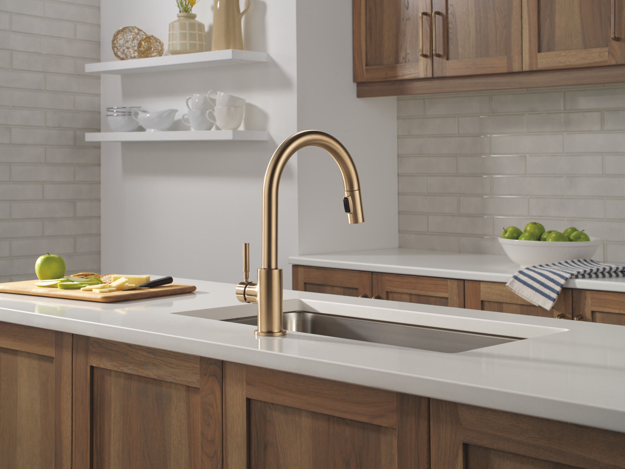 Single Handle Pull-Down Kitchen Faucet in Champagne Bronze 19933
