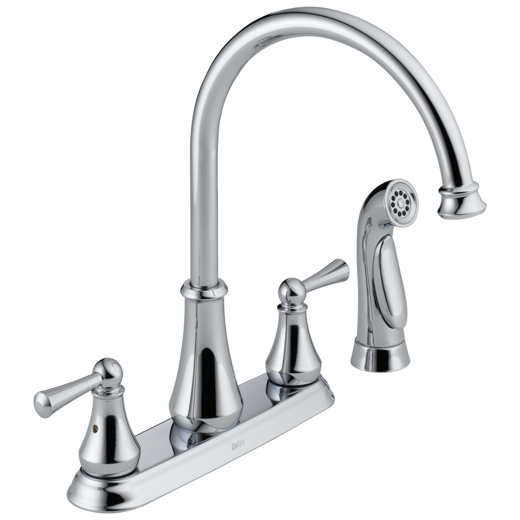 Two Handle Kitchen Faucet w/ spray in Chrome 21902 | Delta Faucet